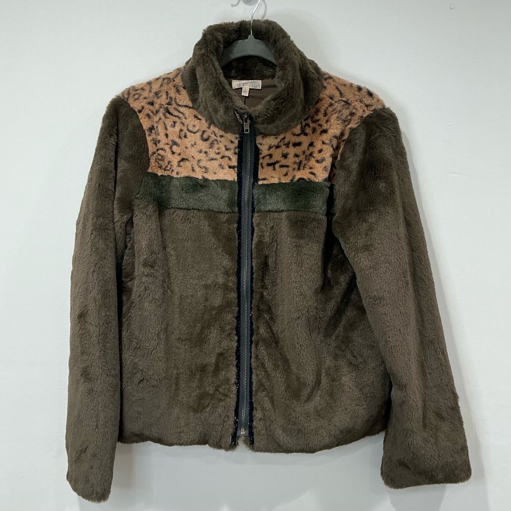 NWOT Mystree Women’s Long Sleeve Faux Fur Animal Print Jacket - Picture 2 of 11